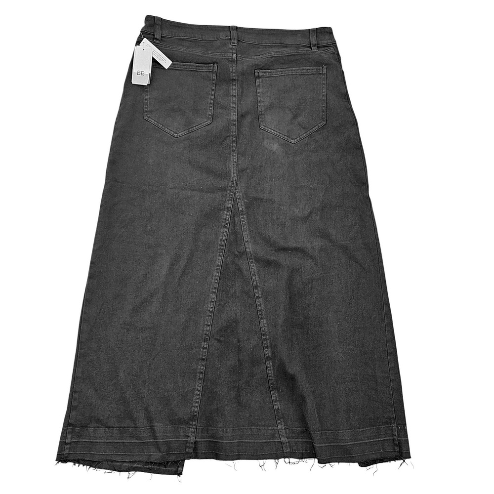 NWT BP Denim Maxi Skirt Dark Wash Front Slit Raw Hem Size 12 - Picture 2 of 4